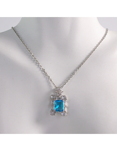 NASZYJNIK SREBRNY KLASYK NIEBIESKI STAL CHIRURGICZNA LOLITA AKCESORIA