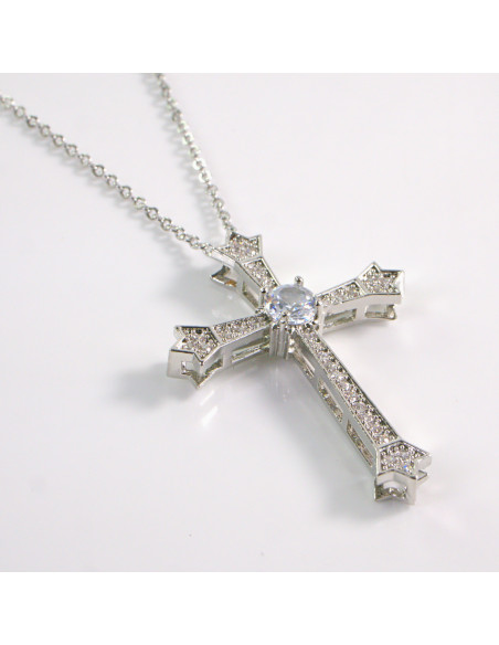 NASZYJNIK SREBRNY KRZYŻ STAL CHIRURGICZNA LOLITA AKCESORIA