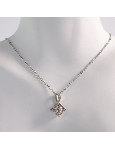 NASZYJNIK SREBRNY KAMIEŃ CRYSTAL STAL...