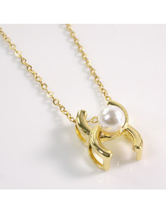 NASZYJNIK ZŁOTY PERŁA ŁUKI STAL CHIRURGICZNA LOLITA...
