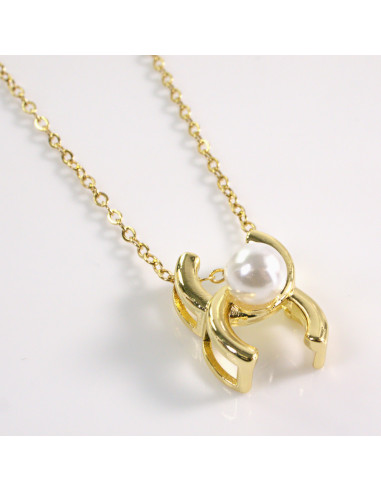 NASZYJNIK ZŁOTY PERŁA ŁUKI STAL CHIRURGICZNA...
