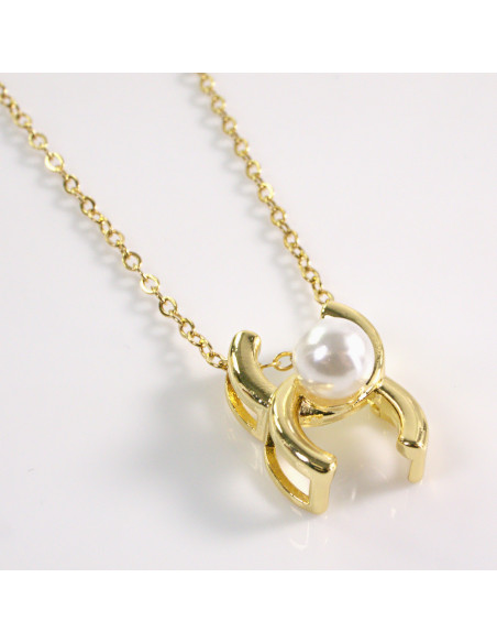 NASZYJNIK ZŁOTY PERŁA ŁUKI STAL CHIRURGICZNA LOLITA AKCESORIA