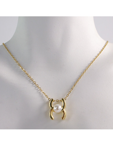 NASZYJNIK ZŁOTY PERŁA ŁUKI STAL CHIRURGICZNA...