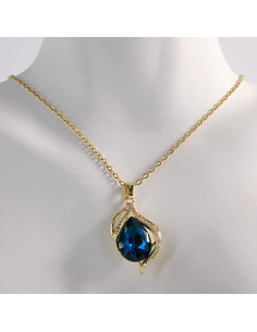 NASZYJNIK ZŁOTY ŁEZKA NIEBIESKI KROPLA STAL CHIRURGICZNA... 2