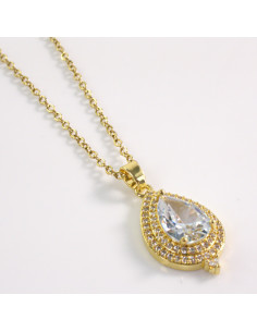 NASZYJNIK ZŁOTY ŁEZKA CRYSTAL KROPLA STAL CHIRURGICZNA...