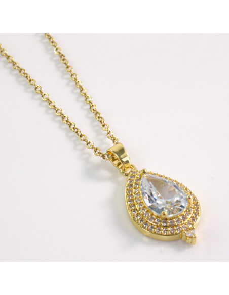 NASZYJNIK ZŁOTY ŁEZKA CRYSTAL KROPLA STAL CHIRURGICZNA LOLITA AKCESORIA