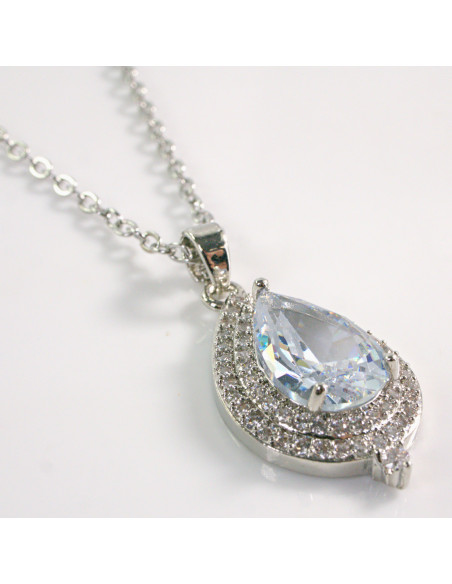 NASZYJNIK SREBRNY ŁEZKA CRYSTAL KROPLA STAL CHIRURGICZNA LOLITA AKCESORIA