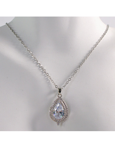NASZYJNIK SREBRNY ŁEZKA CRYSTAL KROPLA STAL...