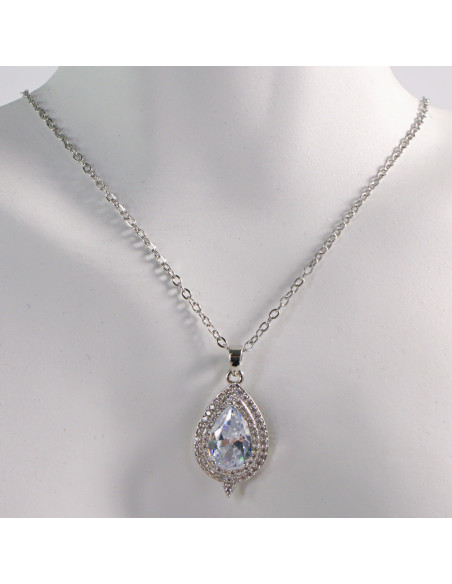 NASZYJNIK SREBRNY ŁEZKA CRYSTAL KROPLA STAL CHIRURGICZNA LOLITA AKCESORIA