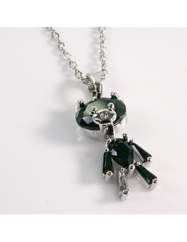 NASZYJNIK SREBRNY MIŚ CZARNY STAL CHIRURGICZNA...