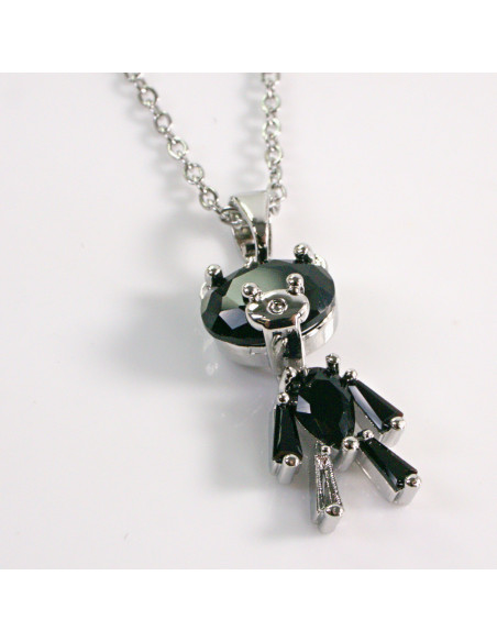 NASZYJNIK SREBRNY MIŚ CZARNY STAL CHIRURGICZNA LOLITA AKCESORIA