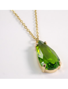 NASZYJNIK ZŁOTY KROPLA ZIELONY ŁEZKA STAL CHIRURGICZNA...