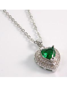 NASZYJNIK SREBRNY SERCE ZIELONY STAL CHIRURGICZNA LOLITA...