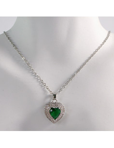 NASZYJNIK SREBRNY SERCE ZIELONY STAL CHIRURGICZNA LOLITA... 2