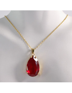 NASZYJNIK ZŁOTY ŁEZKA CZERWONY KROPLA STAL CHIRURGICZNA... 2