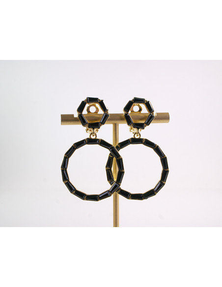 KLIPSY DO USZU WIECZOROWE WISZĄCE CRYSTAL LOLITA AKCESORIA czarny