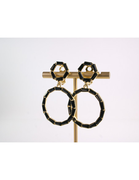 KLIPSY DO USZU WIECZOROWE WISZĄCE CRYSTAL LOLITA AKCESORIA czarny