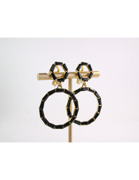 KLIPSY DO USZU WIECZOROWE WISZĄCE CRYSTAL LOLITA AKCESORIA czarny