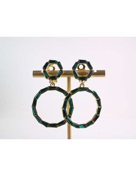 KLIPSY DO USZU WIECZOROWE WISZĄCE CRYSTAL LOLITA AKCESORIA zielony