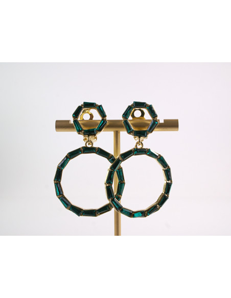 KLIPSY DO USZU WIECZOROWE WISZĄCE CRYSTAL LOLITA AKCESORIA zielony