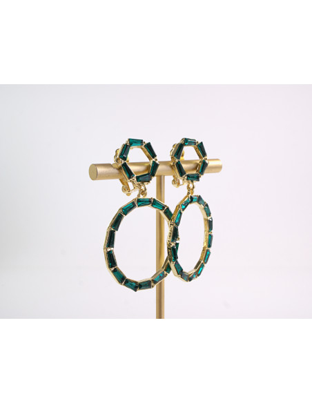 KLIPSY DO USZU WIECZOROWE WISZĄCE CRYSTAL LOLITA AKCESORIA zielony