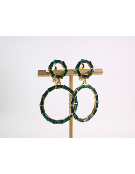 KLIPSY DO USZU WIECZOROWE WISZĄCE CRYSTAL LOLITA AKCESORIA zielony