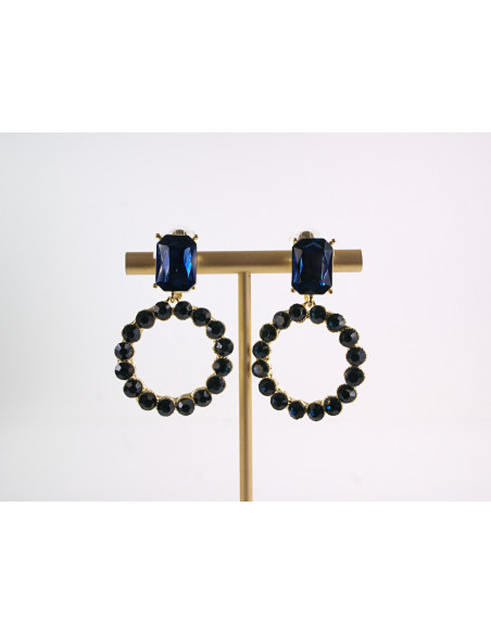 KLIPSY DO USZU WIECZOROWE WISZĄCE CRYSTAL LOLITA AKCESORIA GRANATOWY