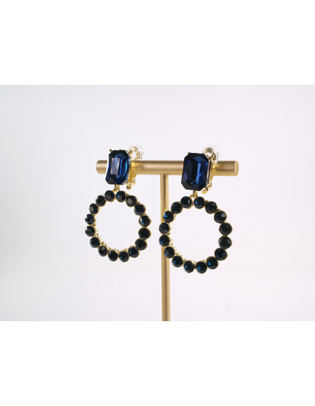 KLIPSY DO USZU WIECZOROWE WISZĄCE CRYSTAL LOLITA AKCESORIA GRANATOWY