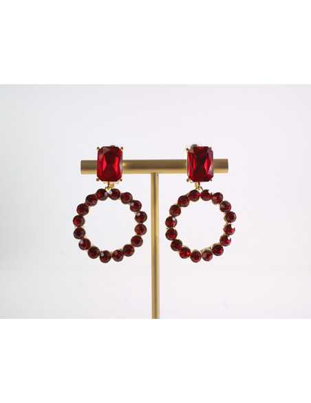 KLIPSY DO USZU WIECZOROWE WISZĄCE CRYSTAL LOLITA AKCESORIA CZERWONY