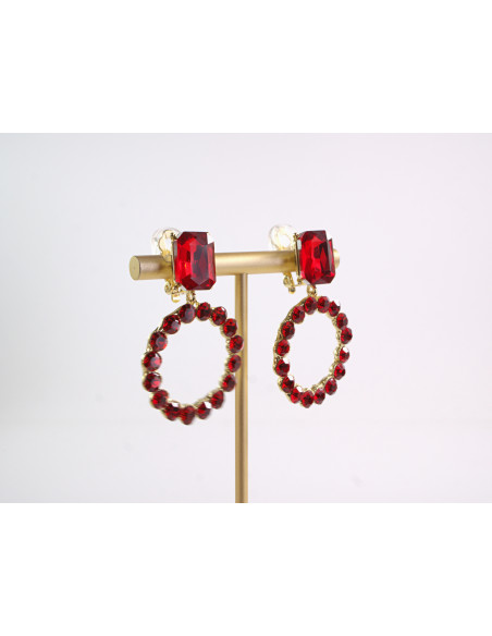 KLIPSY DO USZU WIECZOROWE WISZĄCE CRYSTAL LOLITA AKCESORIA CZERWONY