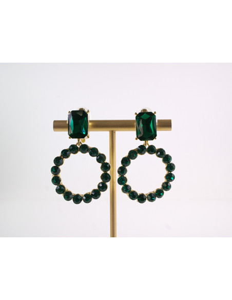 KLIPSY DO USZU WIECZOROWE WISZĄCE CRYSTAL LOLITA AKCESORIA ZIELONY