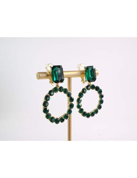 KLIPSY DO USZU WIECZOROWE WISZĄCE CRYSTAL LOLITA AKCESORIA ZIELONY