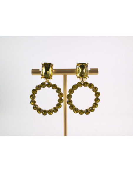 KLIPSY DO USZU WIECZOROWE WISZĄCE CRYSTAL LOLITA AKCESORIA Żółty/ Złoty