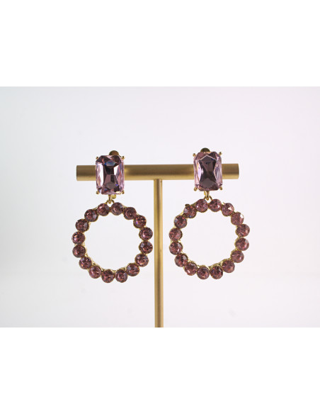 KLIPSY DO USZU WIECZOROWE WISZĄCE CRYSTAL LOLITA AKCESORIA  RÓŻOWY