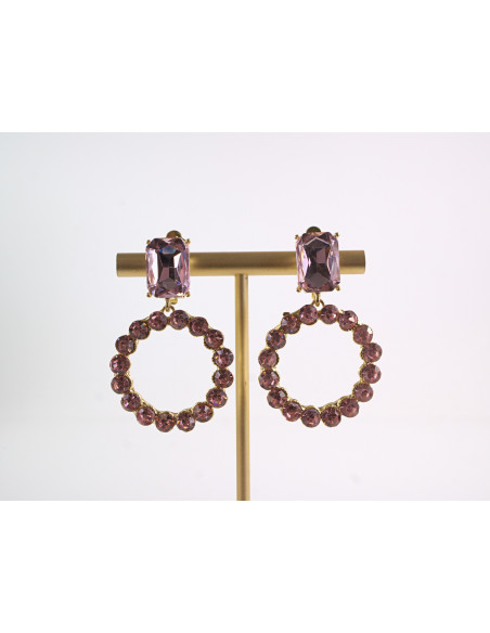 KLIPSY DO USZU WIECZOROWE WISZĄCE CRYSTAL LOLITA AKCESORIA  RÓŻOWY