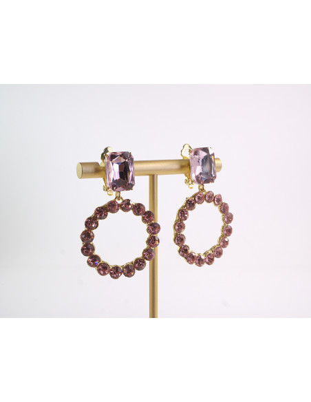 KLIPSY DO USZU WIECZOROWE WISZĄCE CRYSTAL LOLITA AKCESORIA  RÓŻOWY