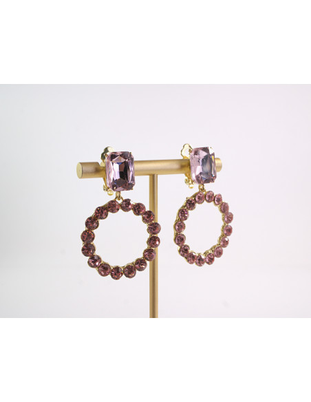 KLIPSY DO USZU WIECZOROWE WISZĄCE CRYSTAL LOLITA AKCESORIA  RÓŻOWY