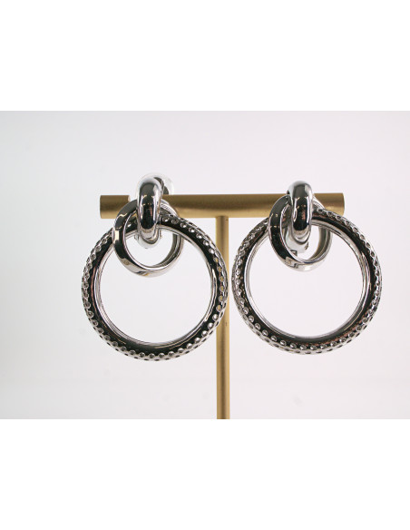 Klipsy do Uszu Lolita Akcesoria SREBRNE KOŁA  VINTAGE SREBRNY