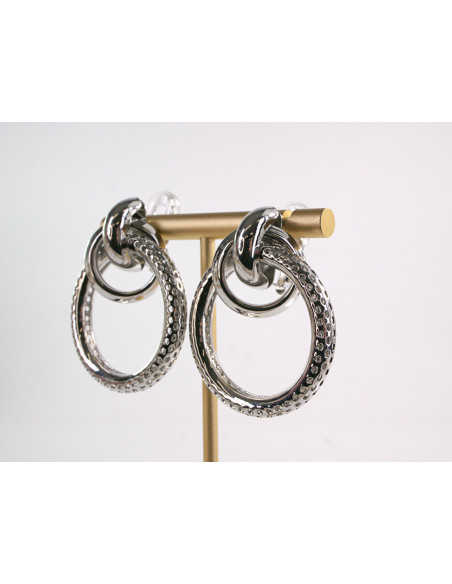 Klipsy do Uszu Lolita Akcesoria SREBRNE KOŁA  VINTAGE SREBRNY