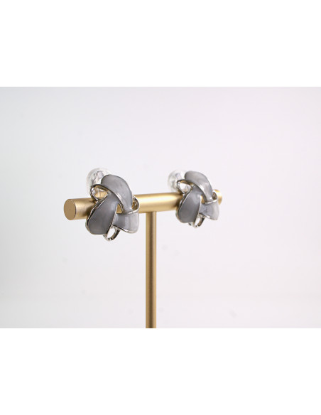 Klipsy do Uszu Lolita Akcesoria Klips do UCHA  SUPEŁKI ecru/ srebrny