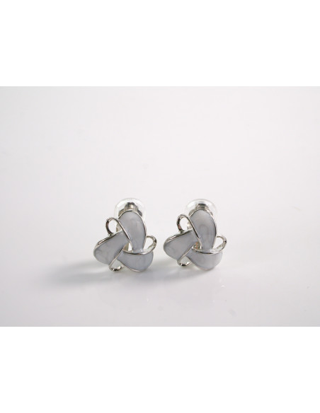 Klipsy do Uszu Lolita Akcesoria Klips do UCHA  SUPEŁKI ecru/ srebrny
