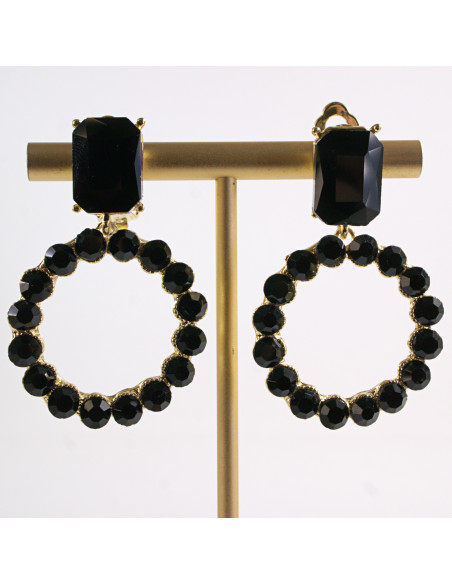 KLIPSY DO USZU WIECZOROWE WISZĄCE CRYSTAL LOLITA AKCESORIA CZARNY