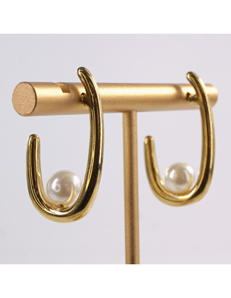 Kolczyki ZŁOTE ZAWIJASY Z PERŁĄ  CHIRURGICZNA LOLITA AKCESORIA