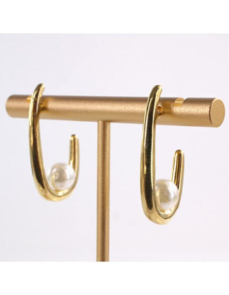 Kolczyki ZŁOTE ZAWIJASY Z PERŁĄ  CHIRURGICZNA LOLITA AKCESORIA