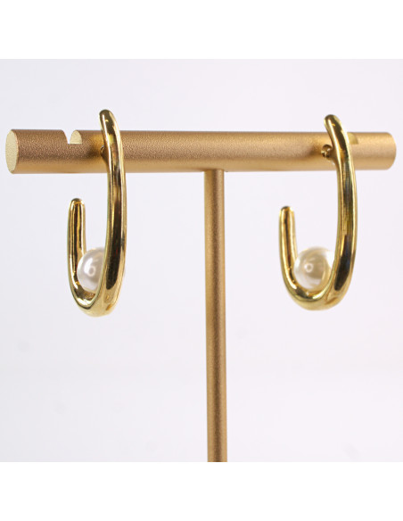 Kolczyki ZŁOTE ZAWIJASY Z PERŁĄ  CHIRURGICZNA LOLITA AKCESORIA