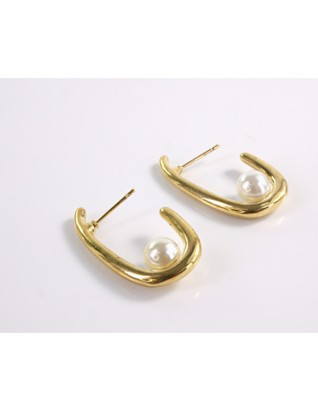 Kolczyki ZŁOTE ZAWIJASY Z PERŁĄ  CHIRURGICZNA LOLITA AKCESORIA