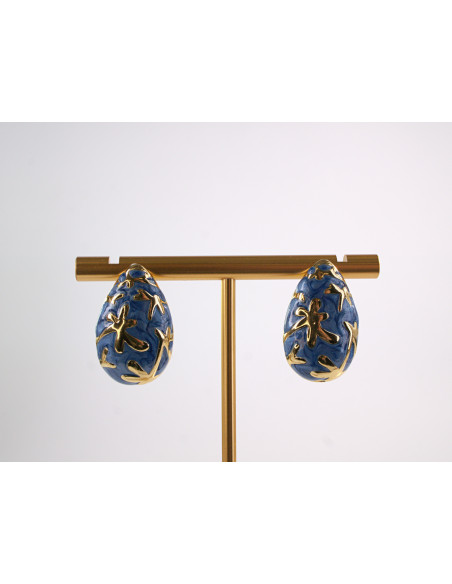 Kolczyki NIEBIESKIE ŁEZKI KROPLE STAL CHIRURGICZNA LOLITA AKCESORIA