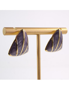 Kolczyki ZŁOTO - FIOLETOWE MELANŻ TRÓJKĄTY  CHIRURGICZNA... 2