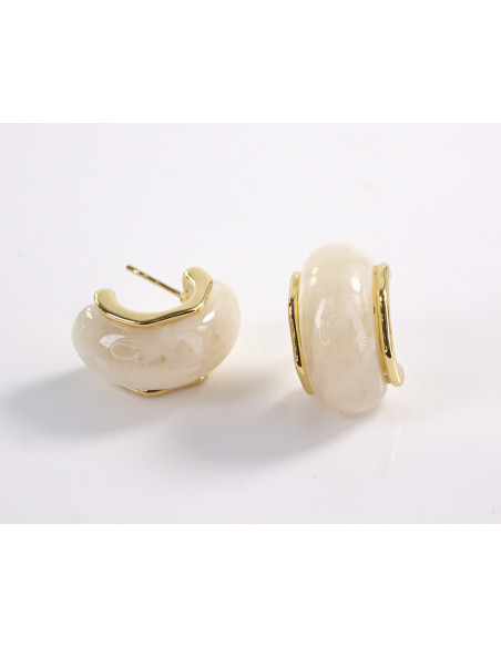 Kolczyki ZŁOTE ZAWIJASY STAL CHIRURGICZNA LOLITA AKCESORIA ECRU