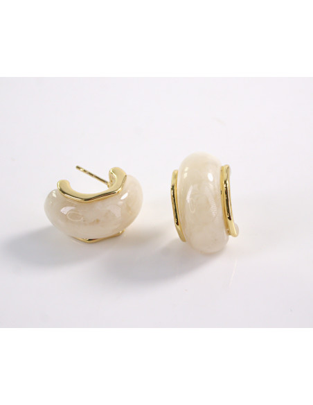 Kolczyki ZŁOTE ZAWIJASY STAL CHIRURGICZNA LOLITA AKCESORIA ECRU